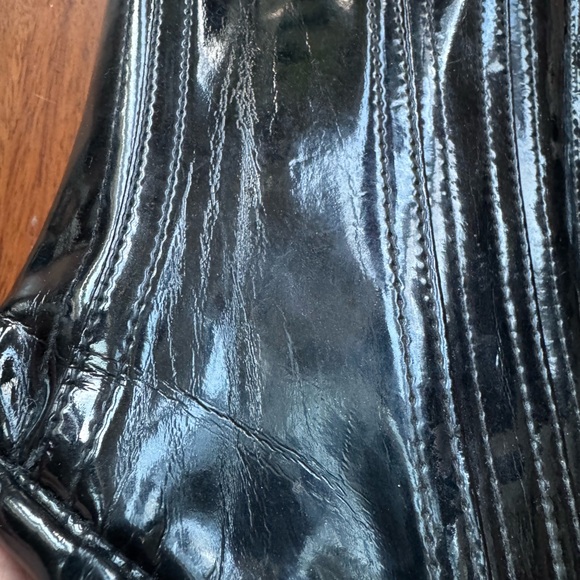 Black Patent Faux Leather Zip Corset sz Small - Picture 5 of 11
